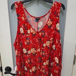 Torrid Women’s 5X Red Floral Tank Top Blouse Sleeveless Button Front Lightweight